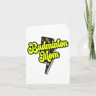 Badminton Mama Leopard Bolt Thunder Vintag Sports Karte