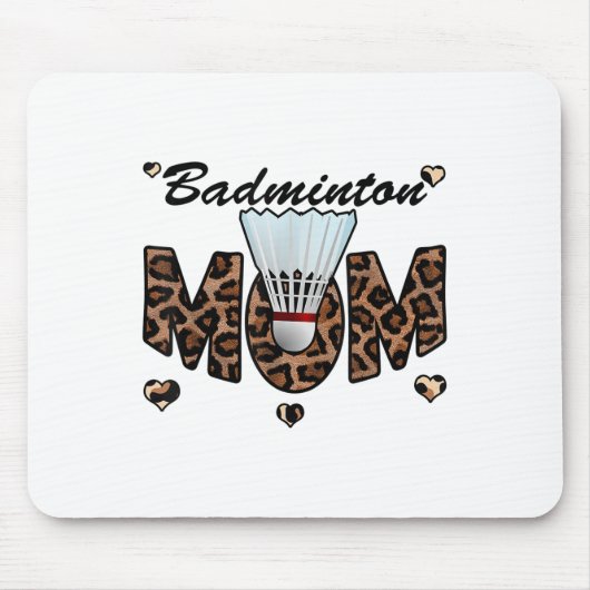Badminton Mama Leopard Funny Badminton Mama Mütter Mousepad (Vorne)