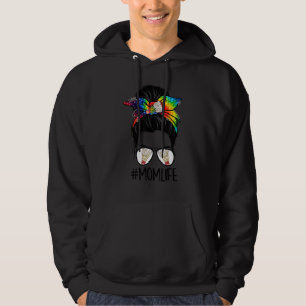 Badminton Mama Life Gefärbte Krawatte Messy Bun Ha Hoodie