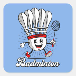 Badminton Mascot Classic Quadratischer Aufkleber