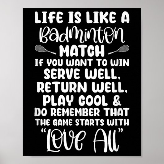 Badminton Match Sport Player Racket Shuttle Games  Poster (Vorne)