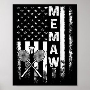 Badminton Memaw Amerikanische Flagge Vintage Weihn Poster