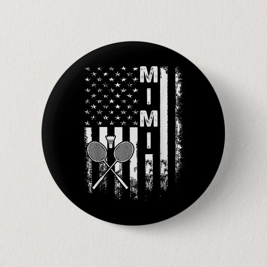Badminton Mimi Amerikanische Flagge Vintage Weihna Button (Vorderseite)