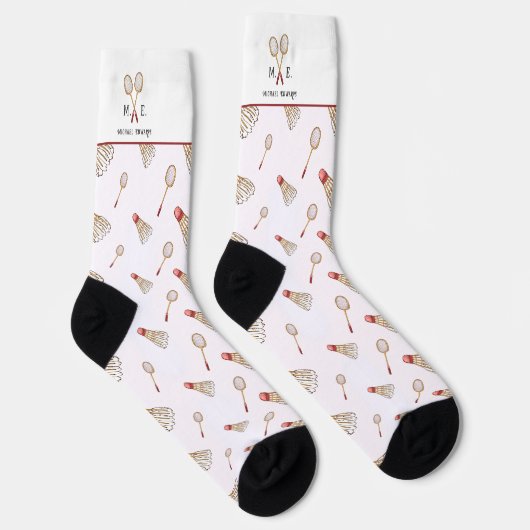 Badminton-Muster | Monogramm Socken (Rechts)