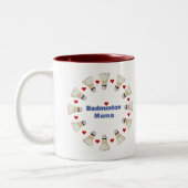 Badminton-Mutter Hearts Zweifarbige Tasse (Links)