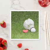 Badminton Napkin Shuttlecock mit Liebe auf Grün Serviette (Beispiel)