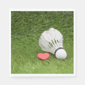 Badminton Napkin Shuttlecock mit Liebe auf Grün Serviette (Vorderseite)