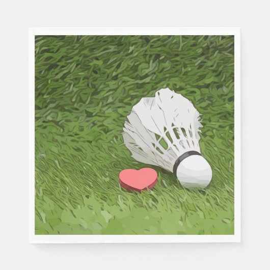 Badminton Napkin Shuttlecock mit Liebe auf Grün Serviette (Vorderseite)