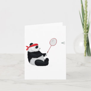 Badminton Panda Funny Sweet Sport Spaß Shuttle An Karte