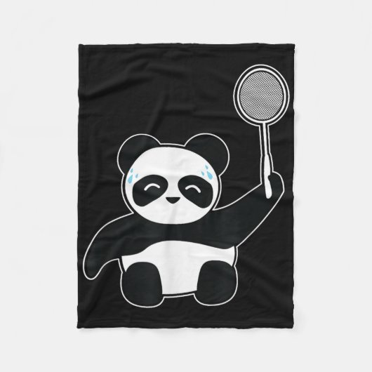 Badminton-Panda kommt ins Schwitzen Fleecedecke (Vorderseite)