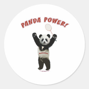 Badminton-Panda-Power Runder Aufkleber