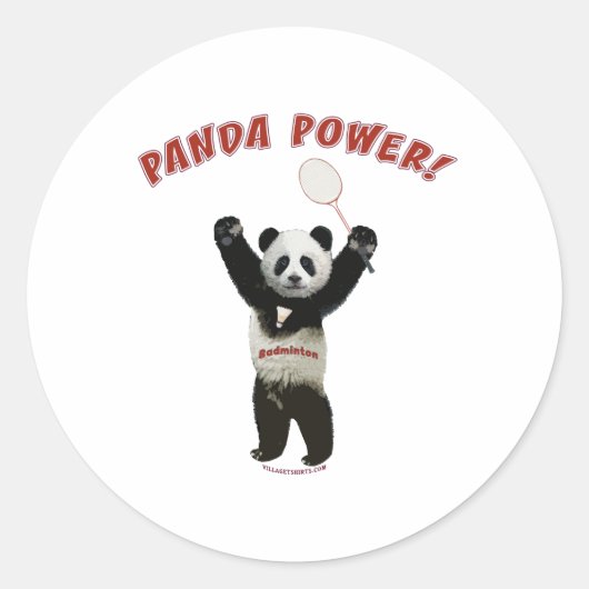 Badminton Panda Power Runder Aufkleber (Vorderseite)