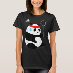 Badminton-Panda schwitzt und verpasst T-Shirt