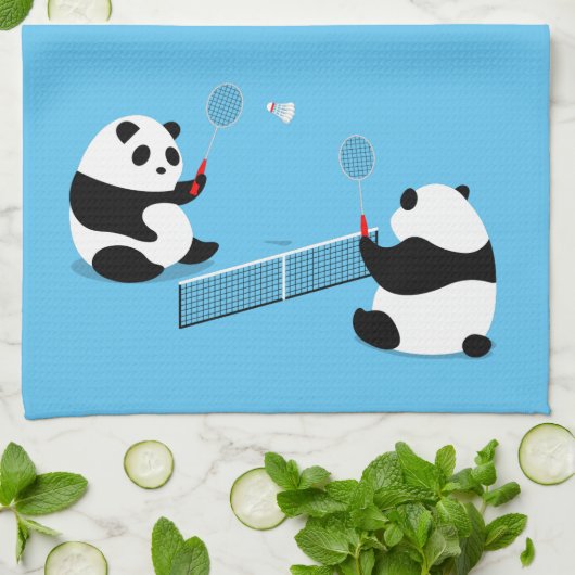 Badminton Pandas Sporttuch Geschirrtuch (Gefaltet)
