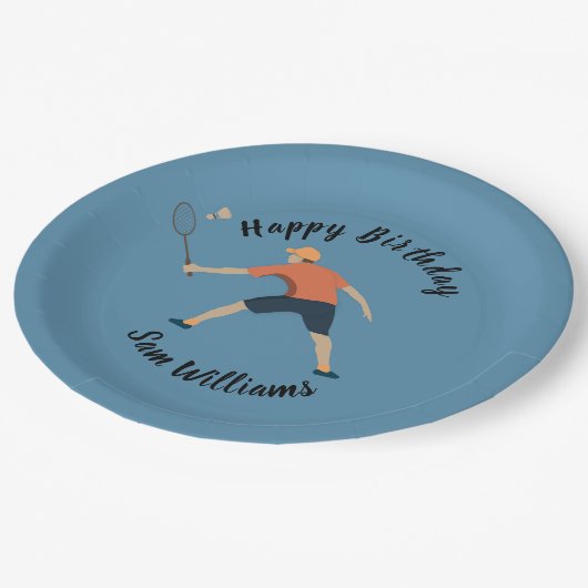 Badminton Pappteller (Schrägansicht)