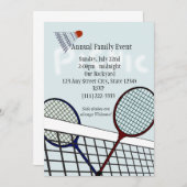 Badminton Party / Picnic Einladung (Vorne/Hinten)