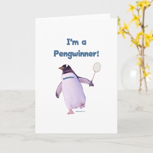Badminton Penguin Karte (Gelbe Blume)