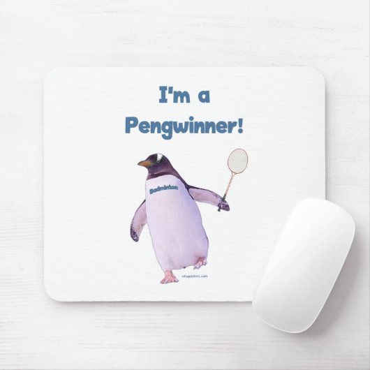 Badminton-Pinguin Mousepad (Mit Mouse)