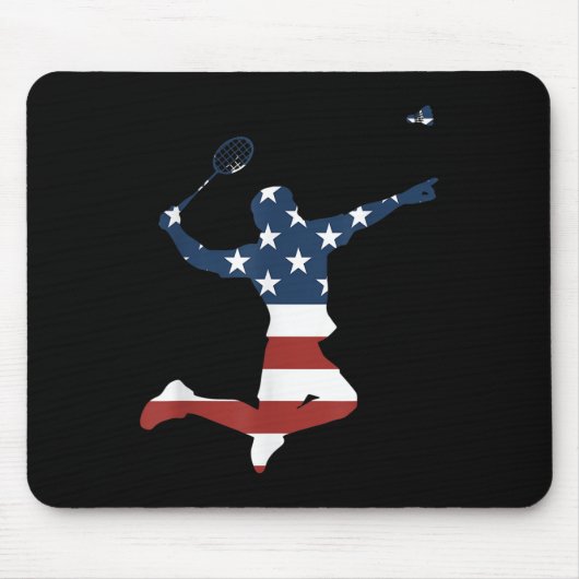 Badminton Player American Flag Apparel Badminton P Mousepad (Vorne)