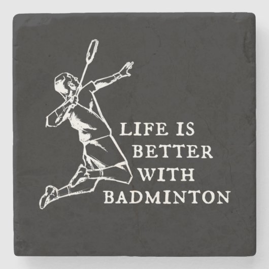 Badminton Player Geschenke Steinuntersetzer (Vorderseite)