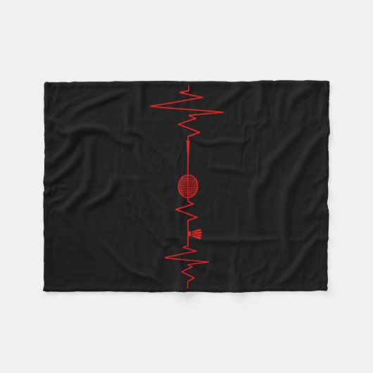 Badminton Player Heartbeat Racket Shuttle Sports Fleecedecke (Vorderseite (Horizontal))