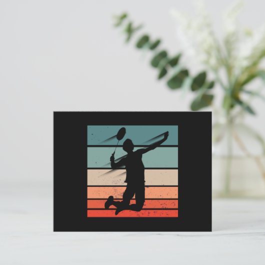 Badminton Player Jump Smash Postkarte (Stehend Vorderseite)