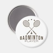 Badminton Player mit Minimalistischen Rackets Magnet (Vorderseite/Rückseite)