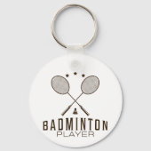 Badminton Player mit Minimalistischen Rackets Schlüsselanhänger (Rückseite)
