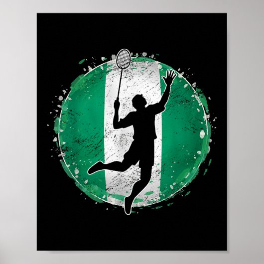 Badminton Player Nigeria Nigerian Flag Nigeria Poster (Vorne)