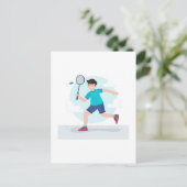 Badminton Player Postkarte (Stehend Vorderseite)