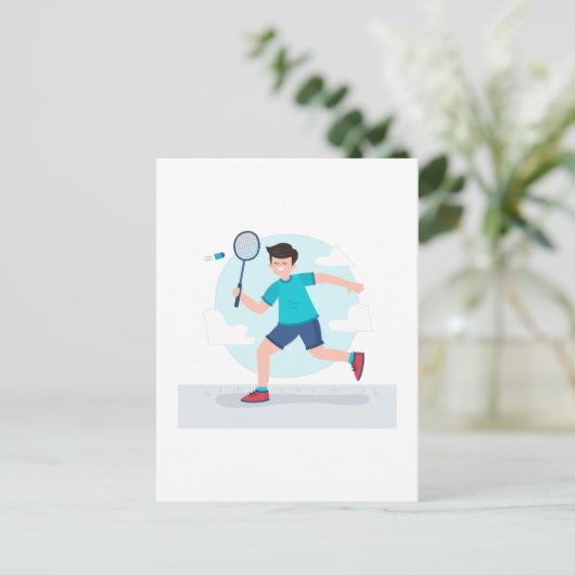Badminton Player Postkarte (Stehend Vorderseite)
