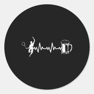 Badminton Player Racket - Heartbeat Ekg Badminton Runder Aufkleber