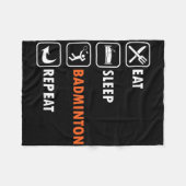 Badminton Player Racket Shuttle Athlete Eat Sleep Fleecedecke (Vorderseite (Horizontal))