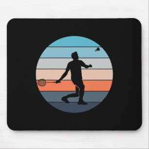 Badminton Player Racquet Sport Shuttle Retro Vinta Mousepad