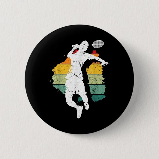 Badminton Player Retro Badminton Team Shuttle Play Button (Vorderseite)