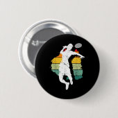 Badminton Player Retro Badminton Team Shuttle Play Button (Vorne & Hinten)