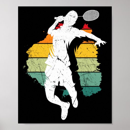 Badminton Player Retro Badminton Team Shuttle Play Poster (Vorne)