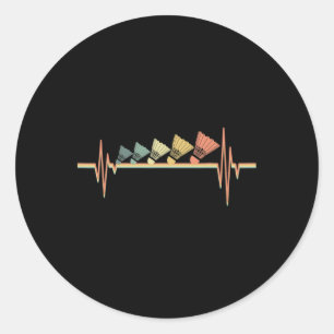 Badminton Player Retro Heartbeat - Badminton Sport Runder Aufkleber