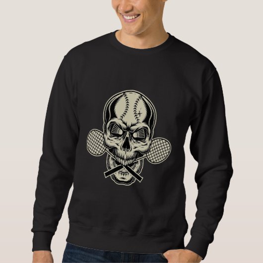 Badminton Player Retro Skull Skeleton Shuttlecock Sweatshirt (Vorderseite)