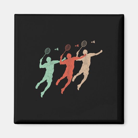 Badminton Player Retro Smash Shuttle Vintag Badmi Magnet (Vorne)