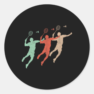 Badminton Player Retro Smash Shuttle Vintag Badmi Runder Aufkleber