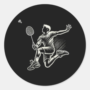 Badminton Player Shuttle 4 Runder Aufkleber