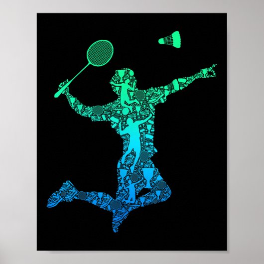 Badminton Player Shuttle Boys Kids Men Youth Poster (Vorne)