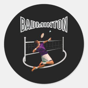 Badminton Player Shuttle Boys Men Youth Runder Aufkleber