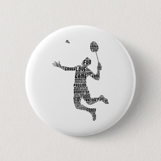 Badminton Player Shuttle Boys Youth Men Button (Vorderseite)
