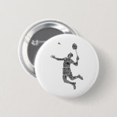 Badminton Player Shuttle Boys Youth Men Button (Vorne & Hinten)