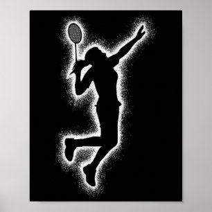 Badminton Player Shuttle Girls Kinder Badminton Wo Poster