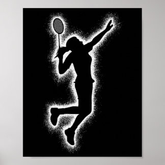 Badminton Player Shuttle Girls Kinder Badminton Wo Poster