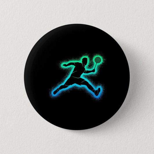 Badminton Player Shuttle Men Boys Badminton Kids Button (Vorderseite)