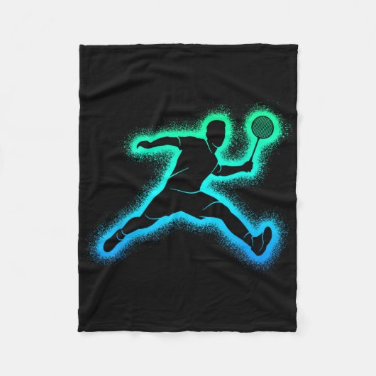 Badminton Player Shuttle Men Boys Badminton Kids Fleecedecke (Vorderseite)